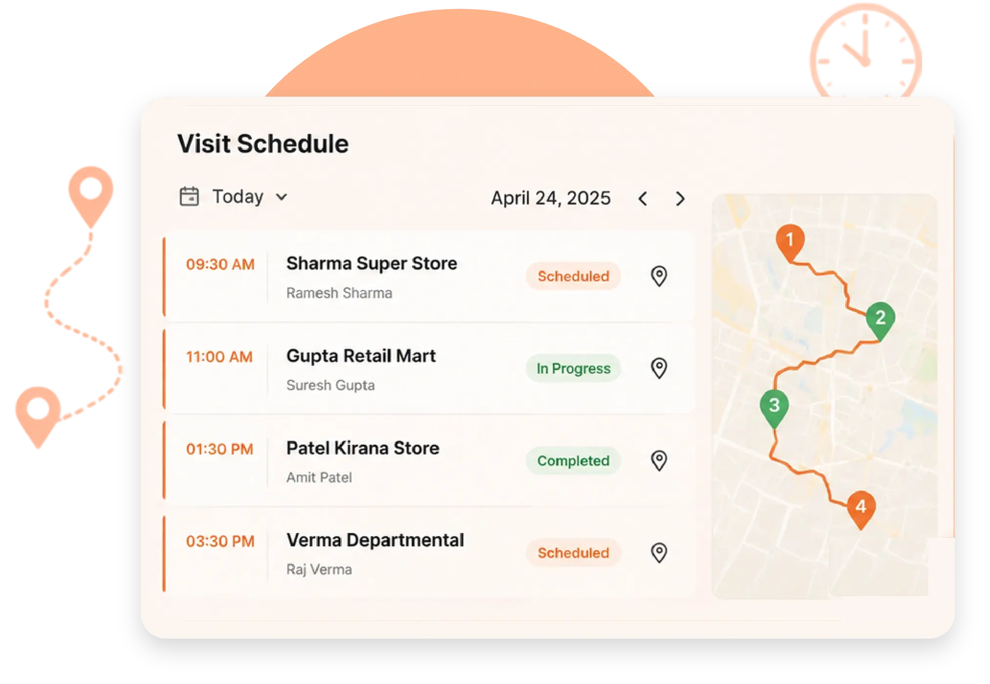 TrackOlap customer visit plan with fixed outlet days and recurring visit frequency
