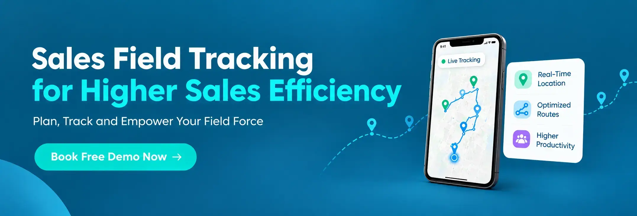 Sales field tracking for higher sales efficiency with real-time location and optimized routes: book a free TrackOlap demo