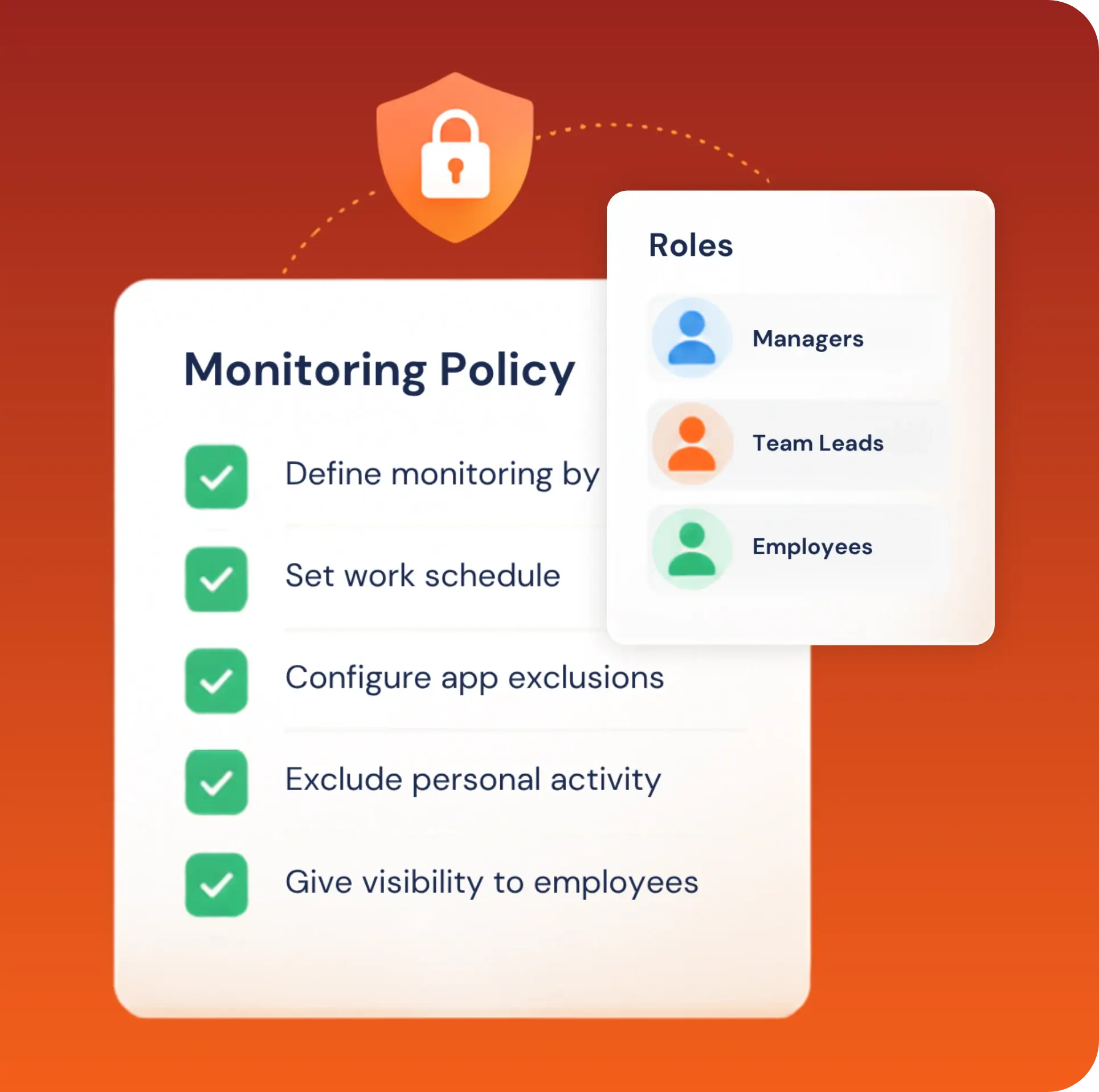 TrackOlap transparent monitoring policy with role-based schedules and privacy exclusions