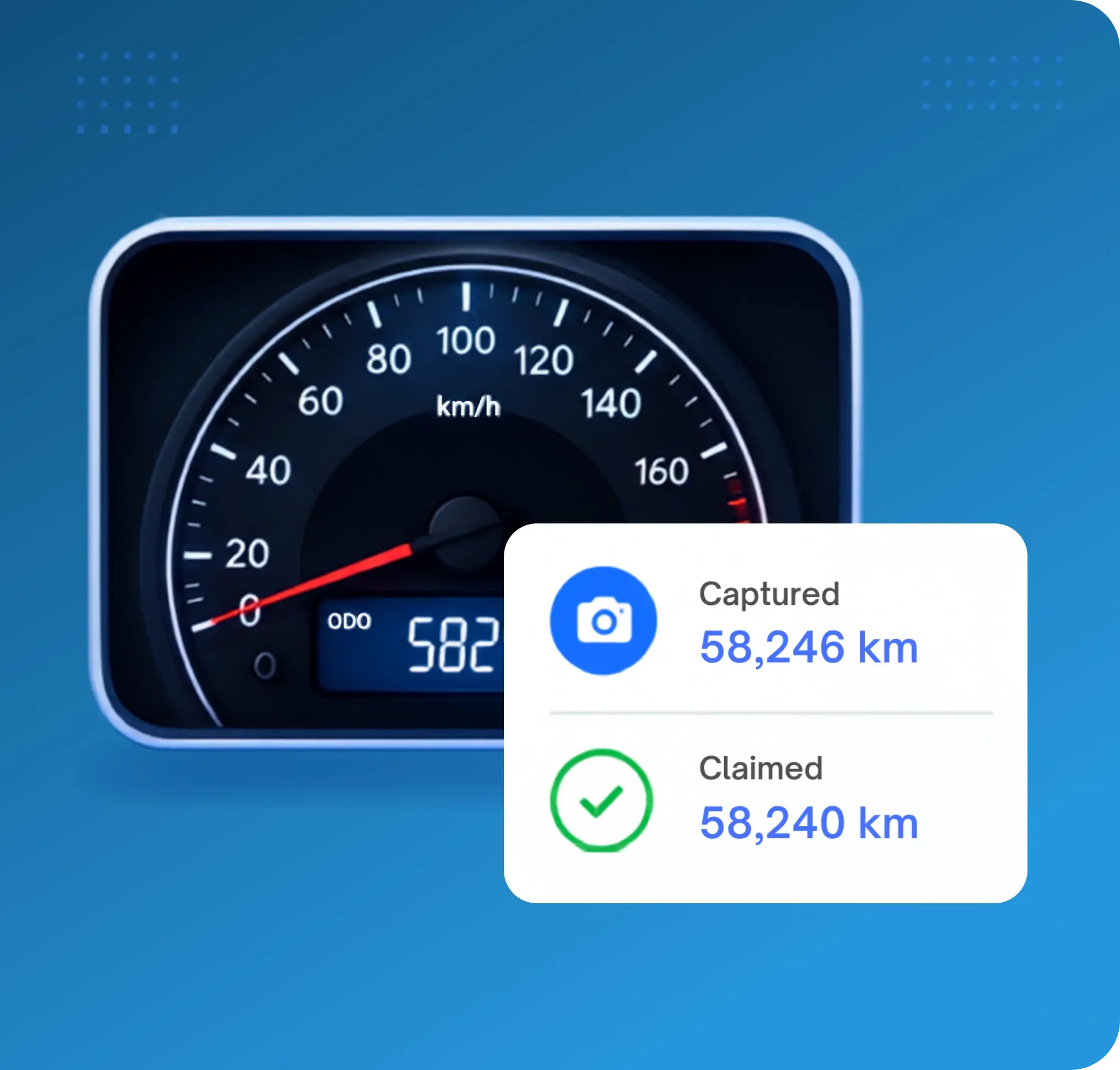 Odometer photo verification comparing actual and claimed travel distance in TrackOlap