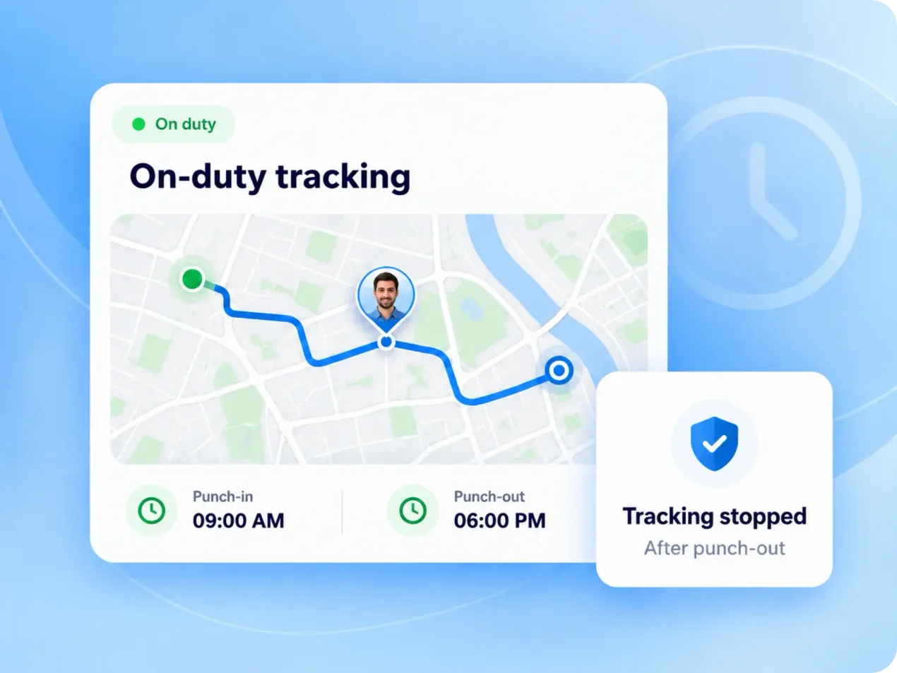 Location tracking active only during shift hours