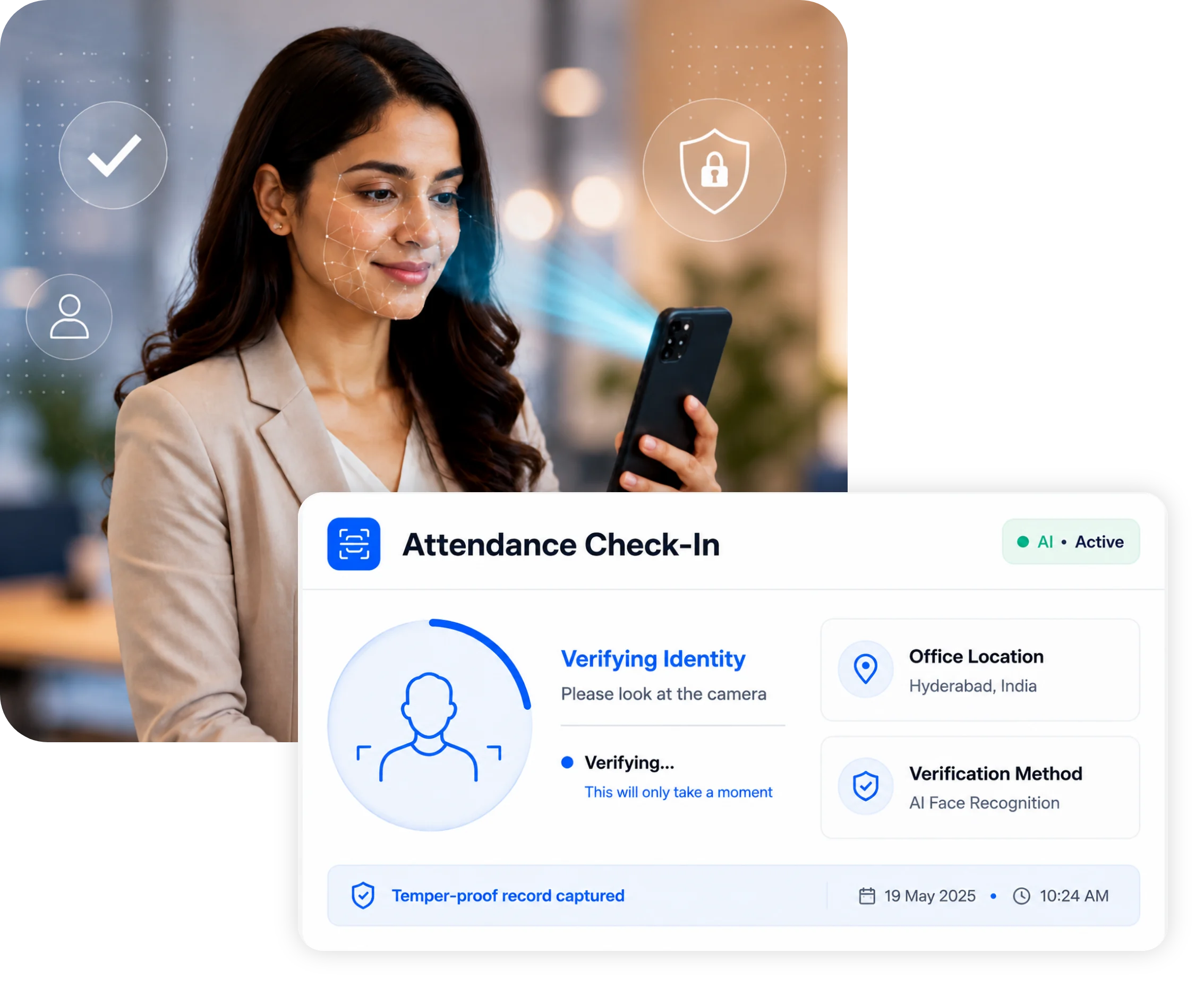 TrackOlap AI face attendance and identity verification check-in