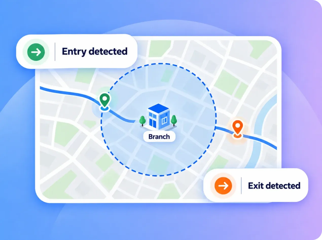 Geo-fence around a dealer outlet for verified check-ins
