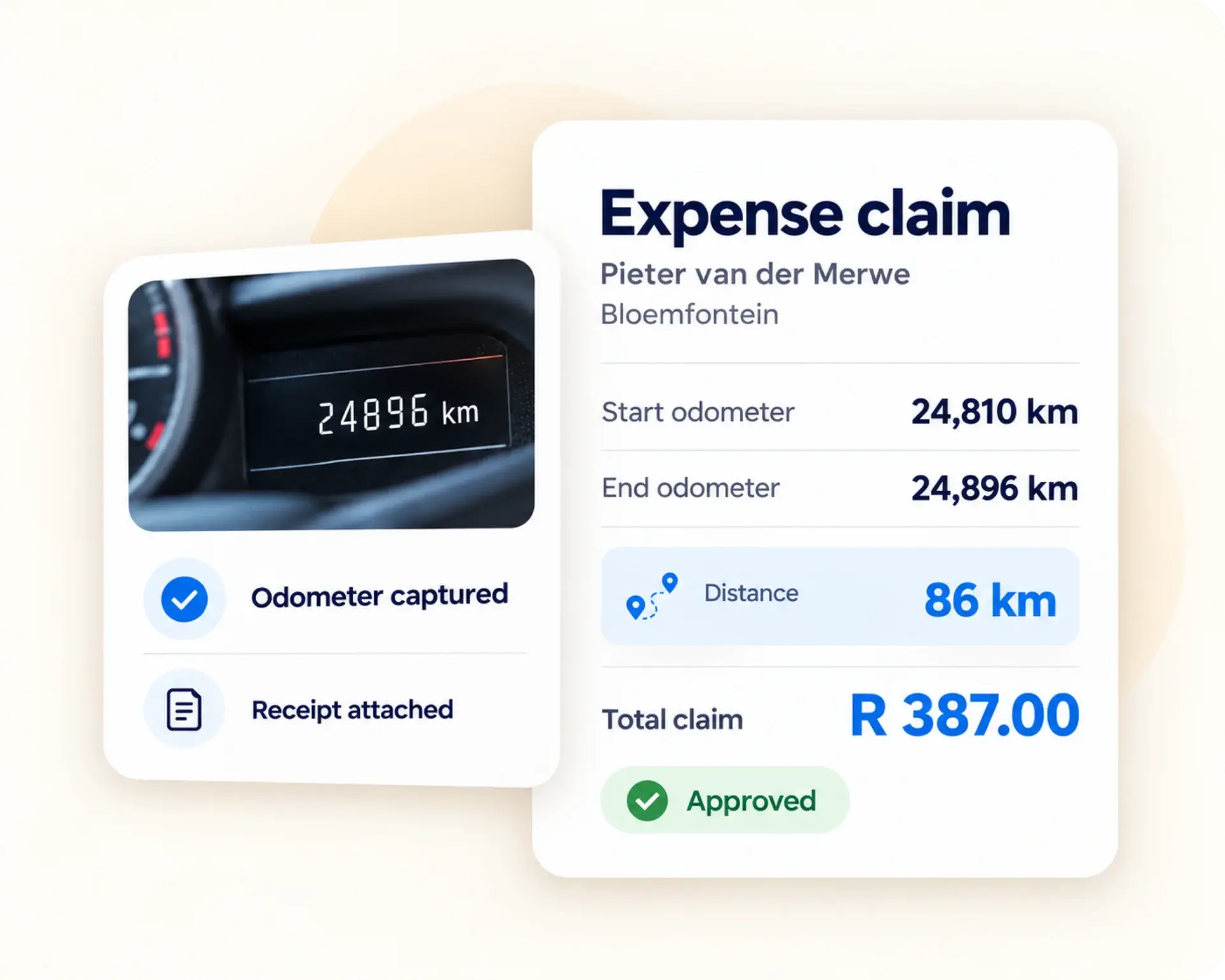 TrackOlap fuel, mileage and expense claims with odometer readings and receipt photos