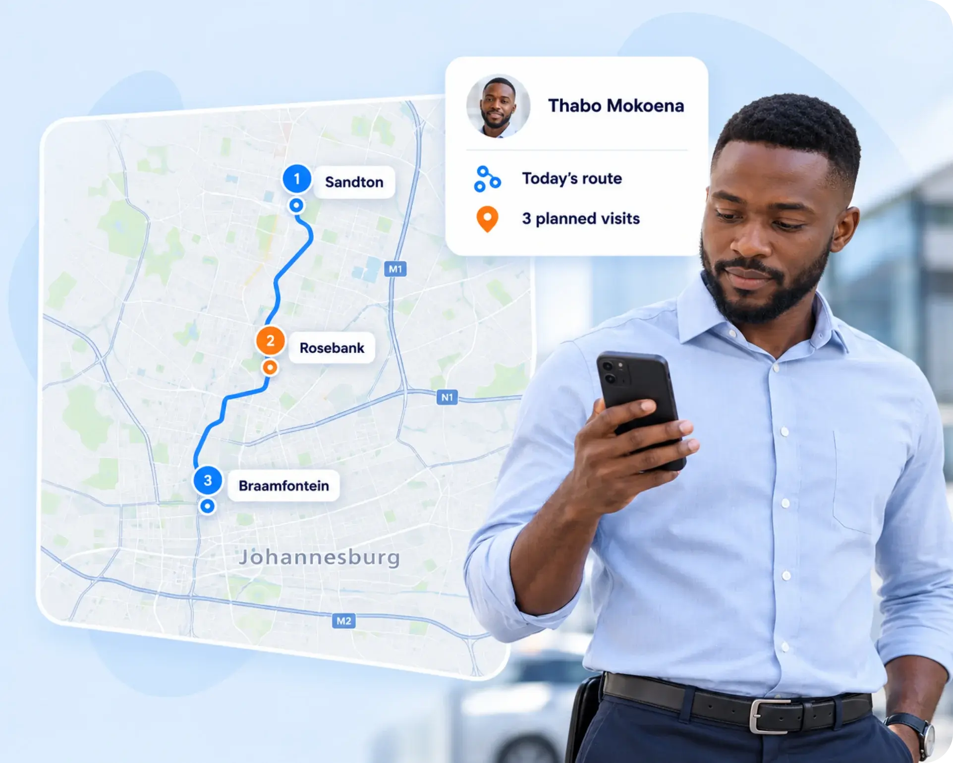 TrackOlap call cycle and daily route plan for a field sales rep