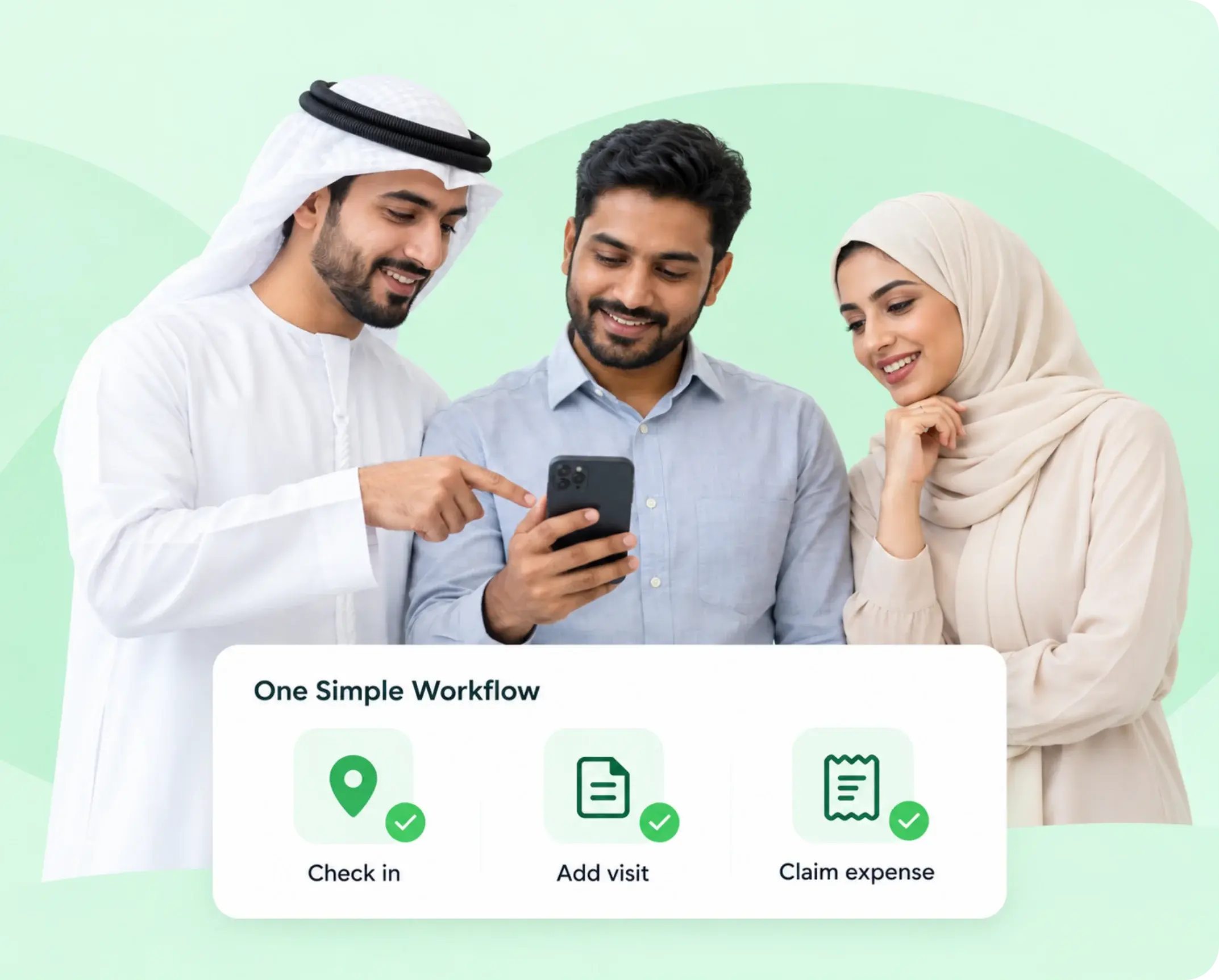 Multinational UAE field team using the simple TrackOlap app