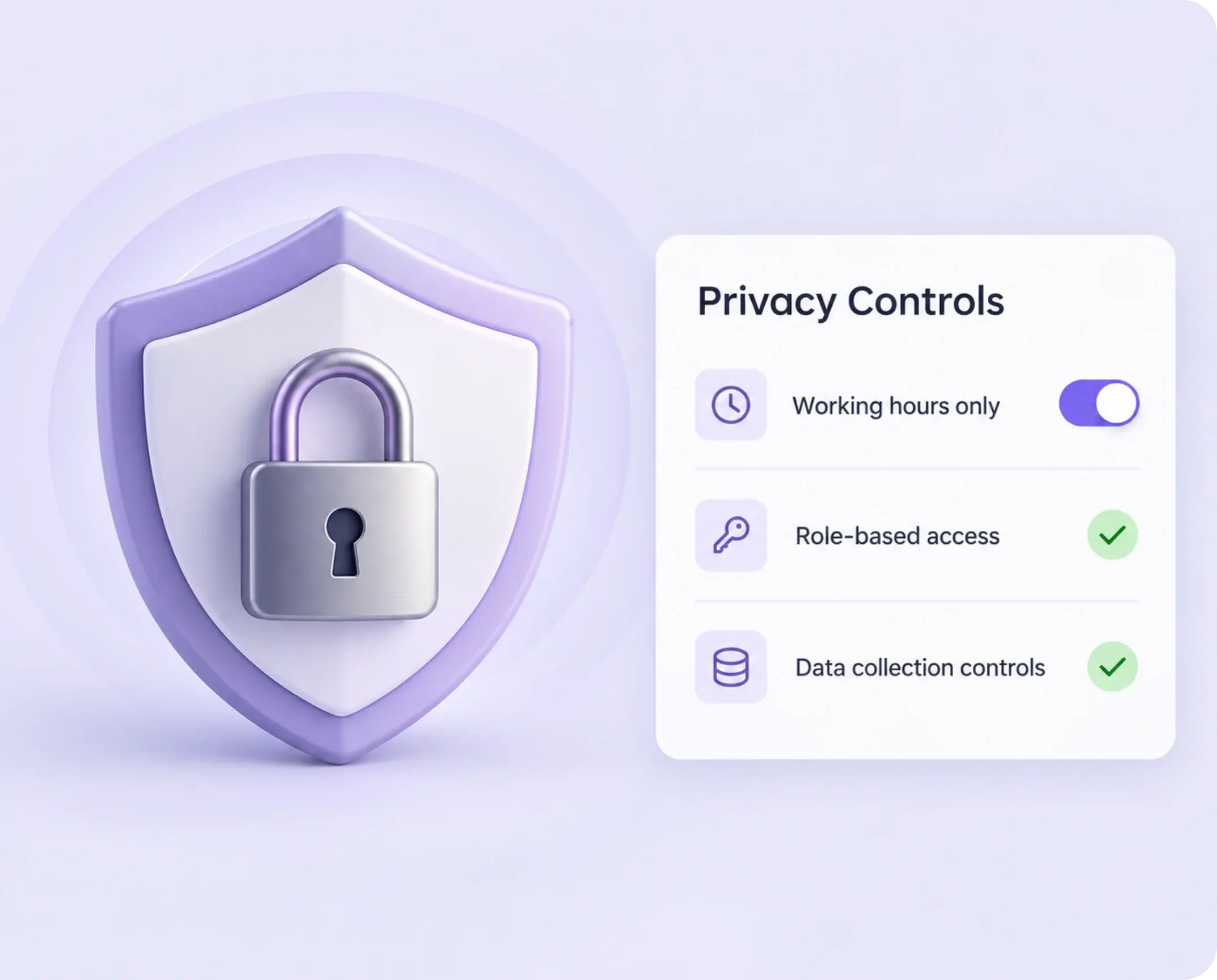 TrackOlap privacy controls limiting employee location data to working hours