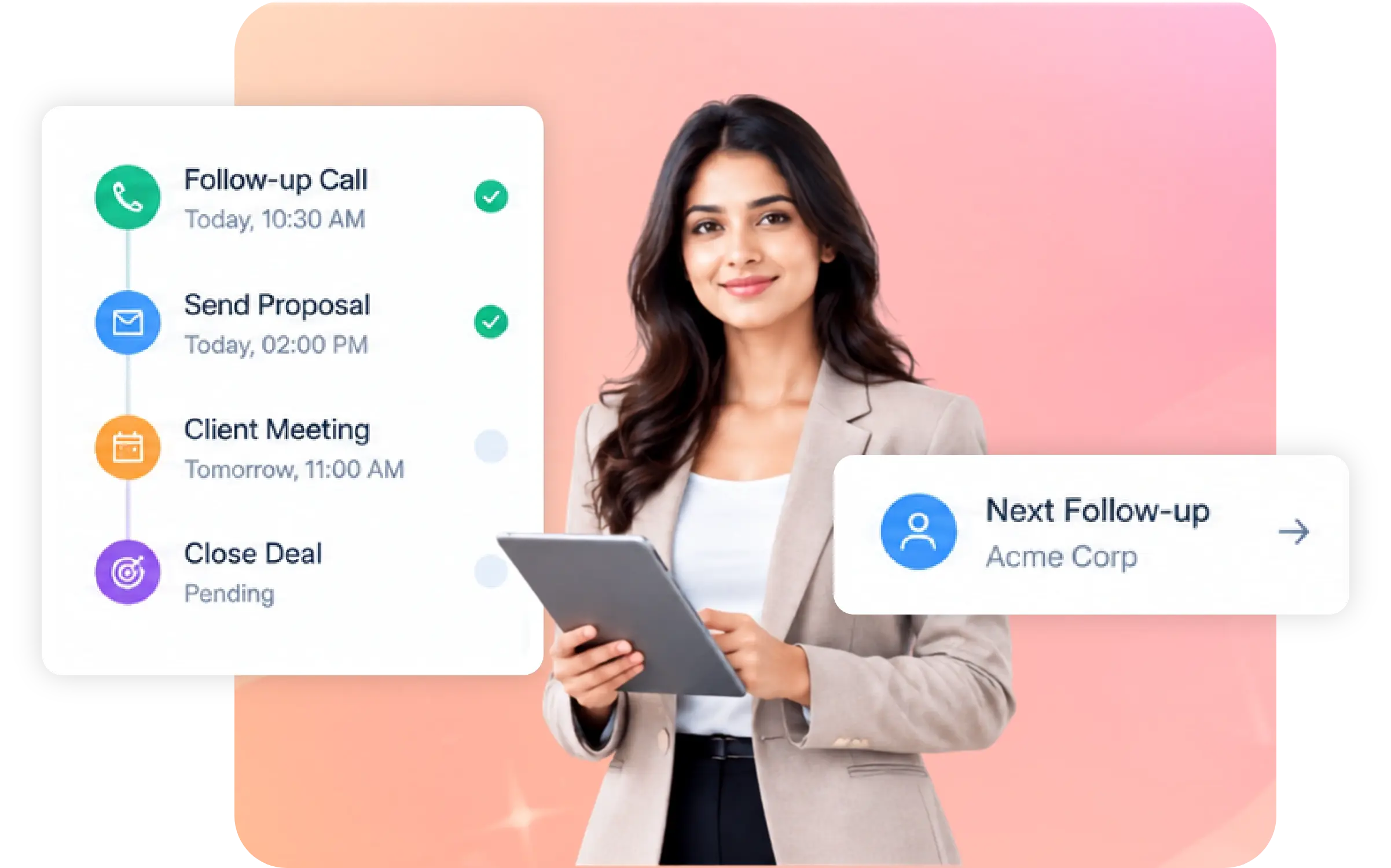TrackOlap opportunity timeline with interactions, stage changes and tasks