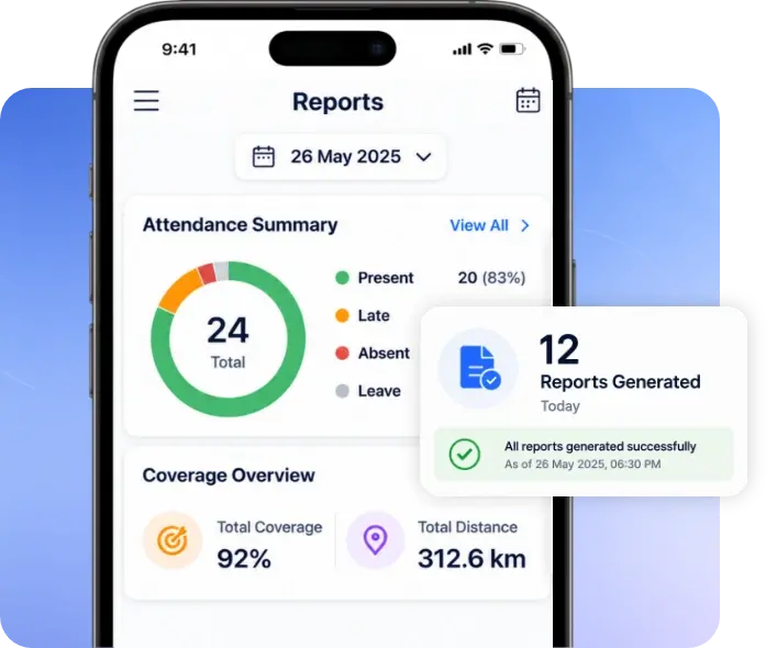 TrackOlap automated employee attendance, coverage and performance reporting