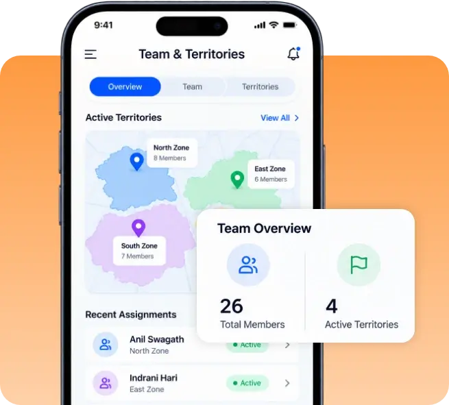 TrackOlap employee setup showing workforce roles, territories and verified profiles