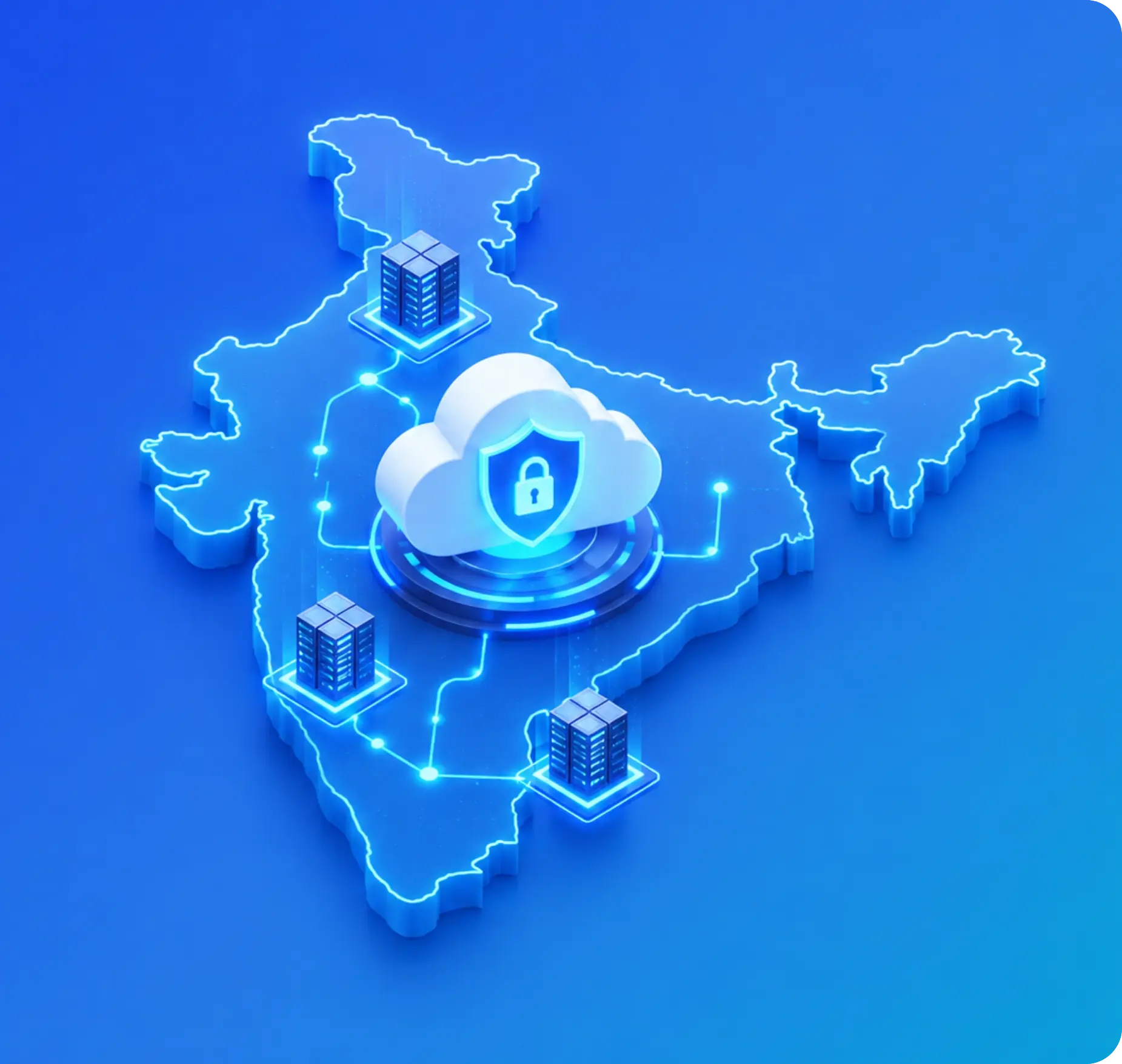 India map with protected cloud infrastructure representing TrackOlap data residency