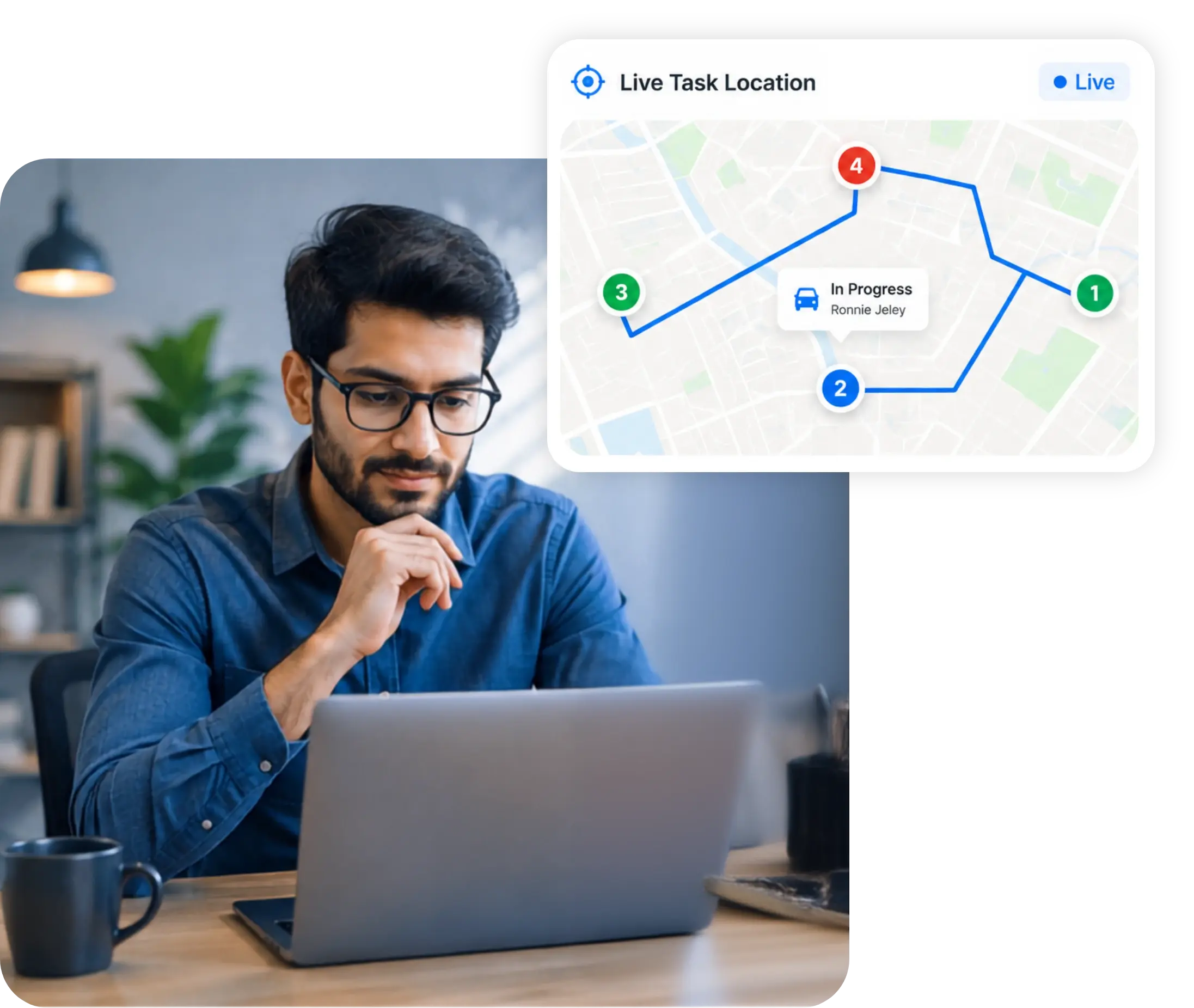 TrackOlap task tracking software mobile dashboard showing completed, pending and delayed tasks